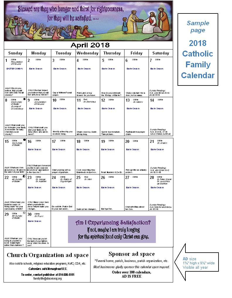 2018 Calendar flyer 2 Diocese of AltoonaJohnstown