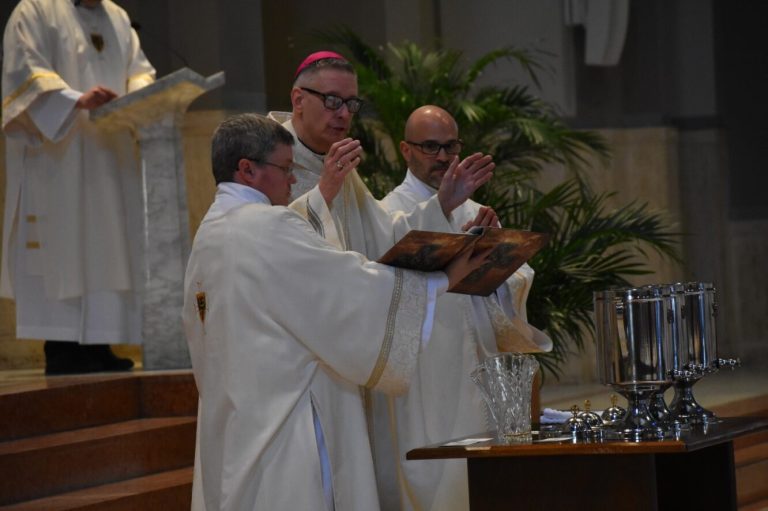 The Church Alive:  Bishop Mark Blessing Oils at the Chrism Mass